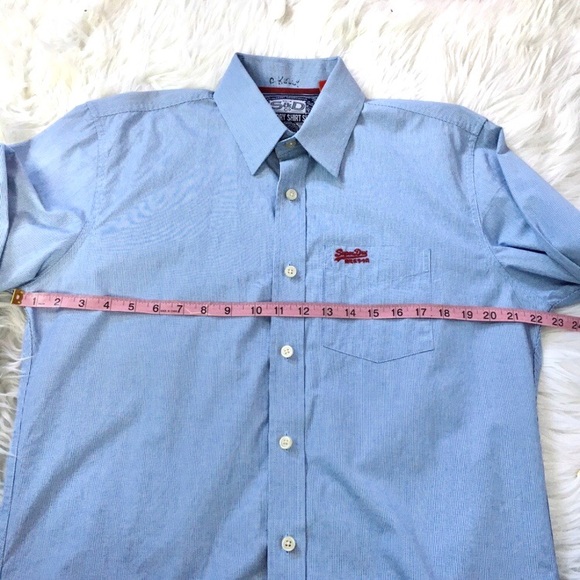 SUPERDRY BUTTON DOWN BLUE WHITE DRESS SHIRT SZ XL - Picture 6 of 8